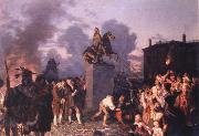Johannes Adam  Oertel Pulling Down the Statue of King George III oil on canvas